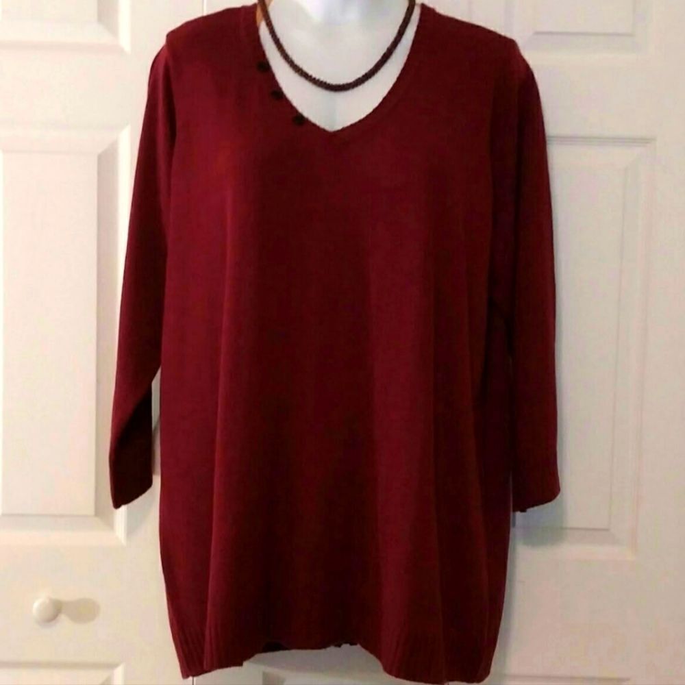 #443 Women Within Maroon Back Zip Sweater Tunic or Dress.